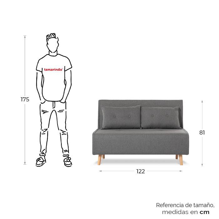 Futon Tela Gris Oxford Satek | Sofá Cama y Futones | salas